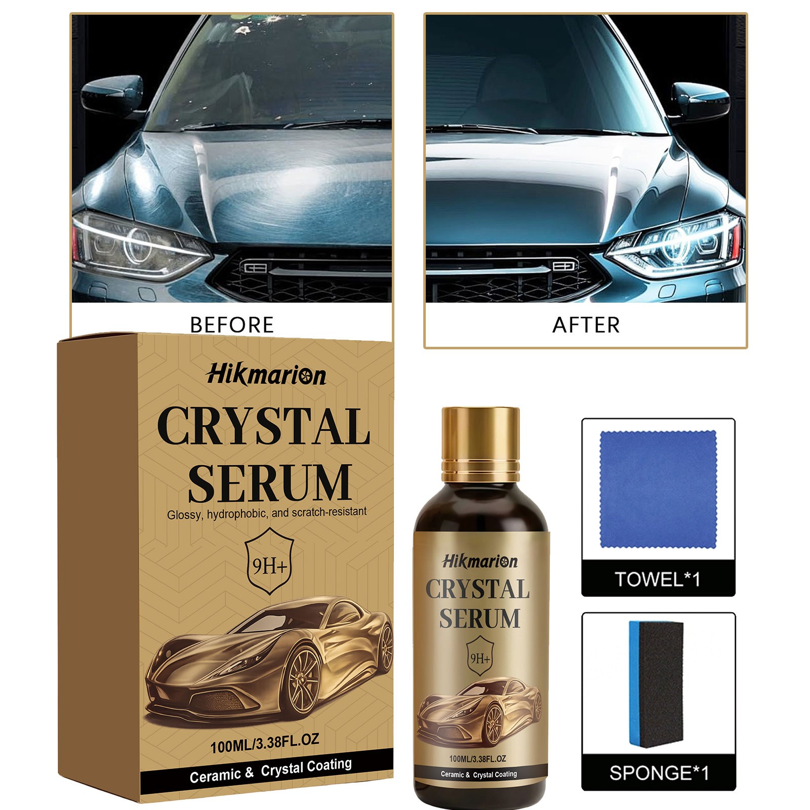 Ceramic Car Coating Kit – Crystal Serum,100ML Advanced Ceramic Coating for Cars