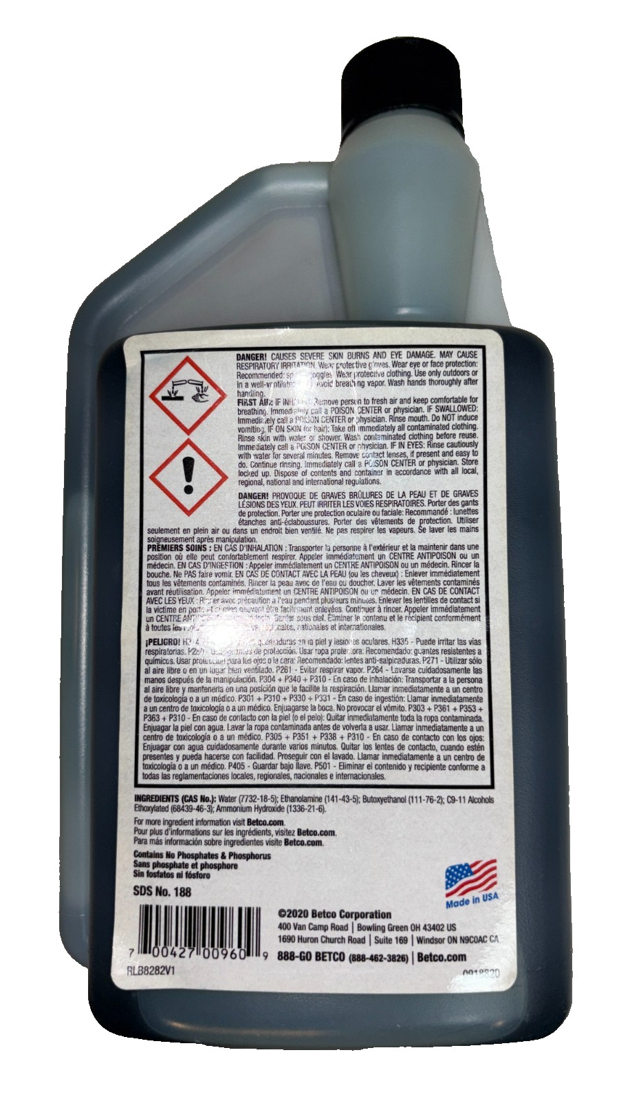 32 Ounce (946 mL) Bottle of Betco FastDose Daily Scrub SC Floor Cleaner 188