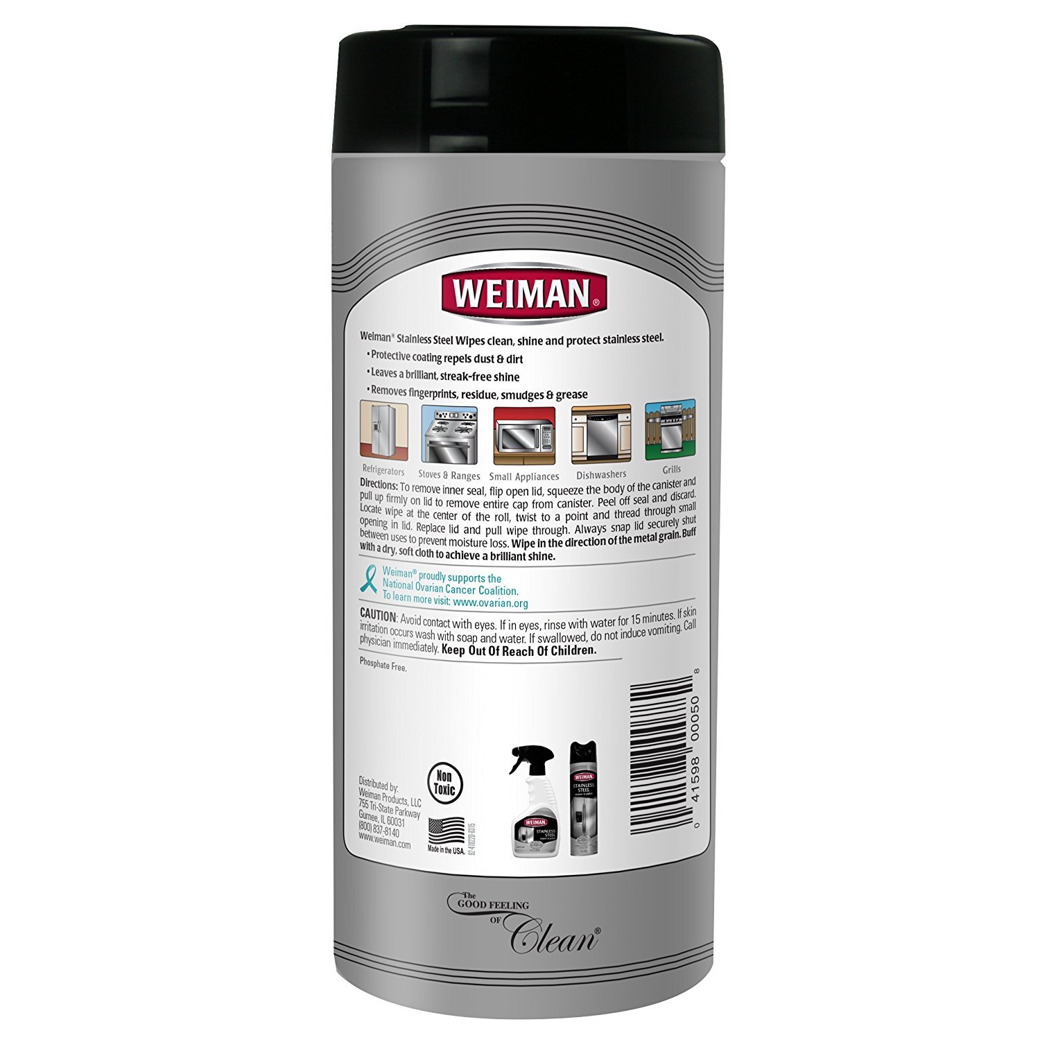 Weiman 30 STAINLESS STEEL WIPES CLEANS SHINES PROTECTS All Stainless St Surfaces