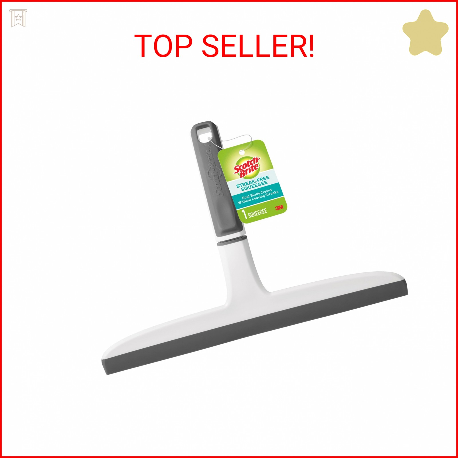 Scotch-Brite, All-Purpose 10 Inch Dual Blade Streak-Free Squeegee, Safe on Mirro