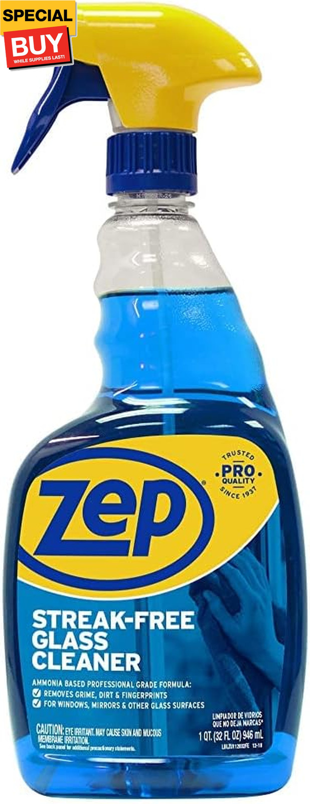 Streak-Free Glass Cleaner 32 oz ZU112032 , Blue