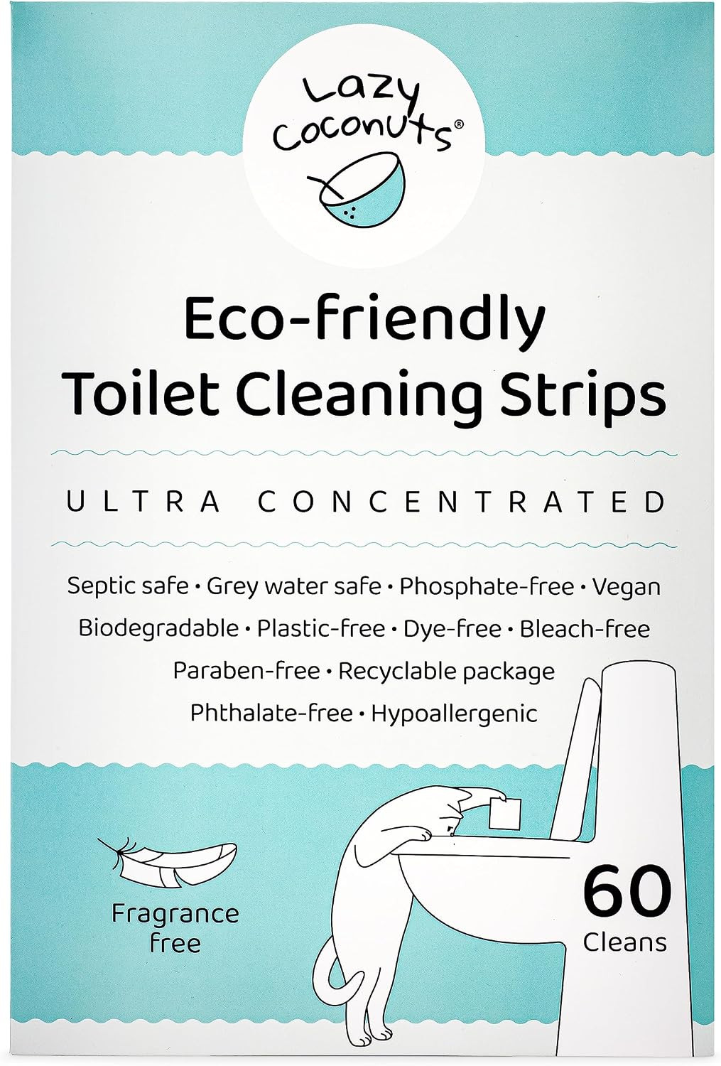 Toilet Bowl Cleaner Strips – 60 Cleans, Plastic-Free, Dye-Free, with Lemon Essen