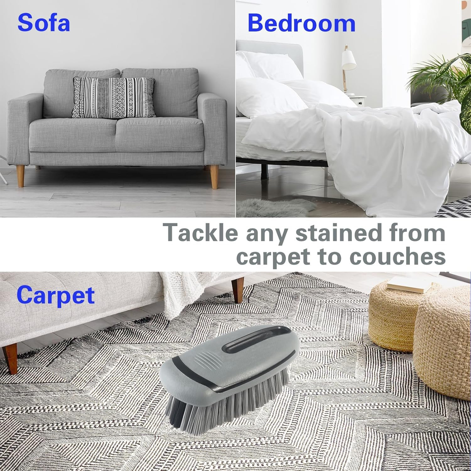 Carpet and Upholstery Cleaning Brush,Carpet Scrubber Soft Bristle Detailing Scru