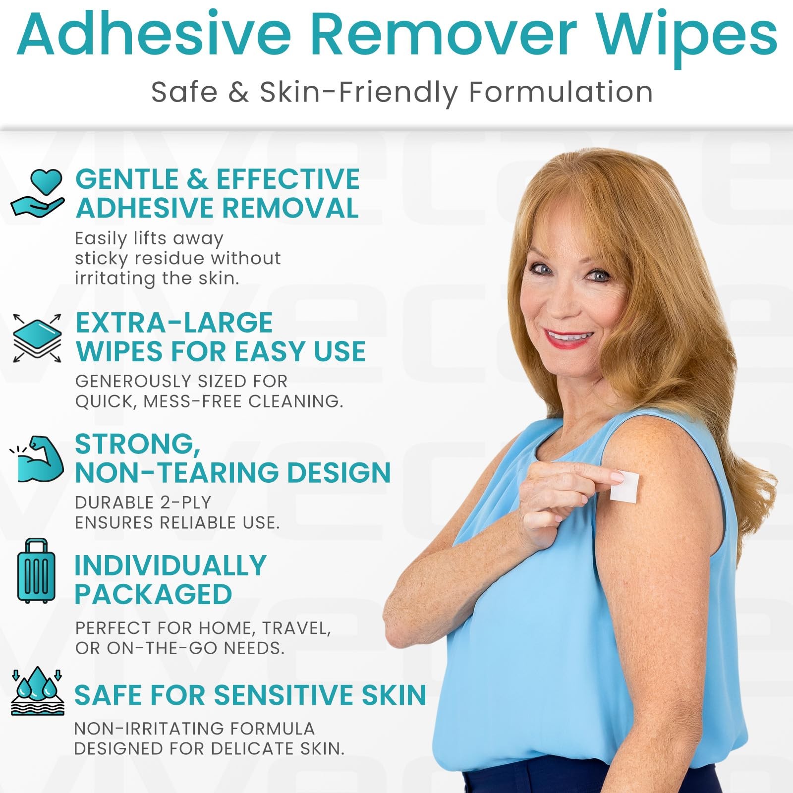 ViveCare Medical Adhesive Remover Wipes for Skin 50 Pack No Sting Adhesive R…