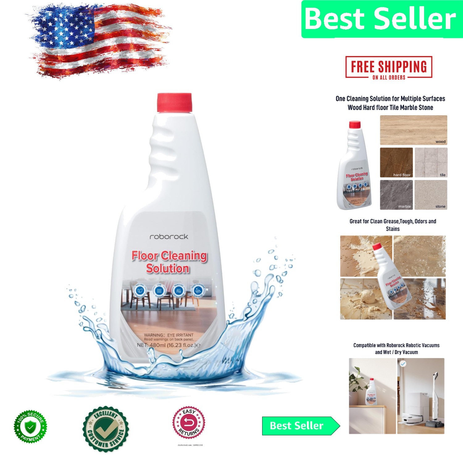 Effective Floor Cleaning Solution 16.2 FL OZ – Eco-Friendly & Safe for Families