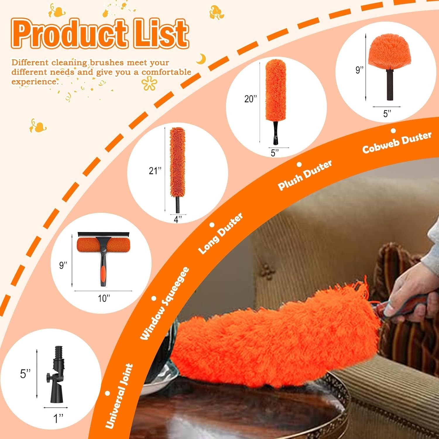 26FT High Reach Duster Cleaning Kit with Extension Pole,Cleaner Duster Tool