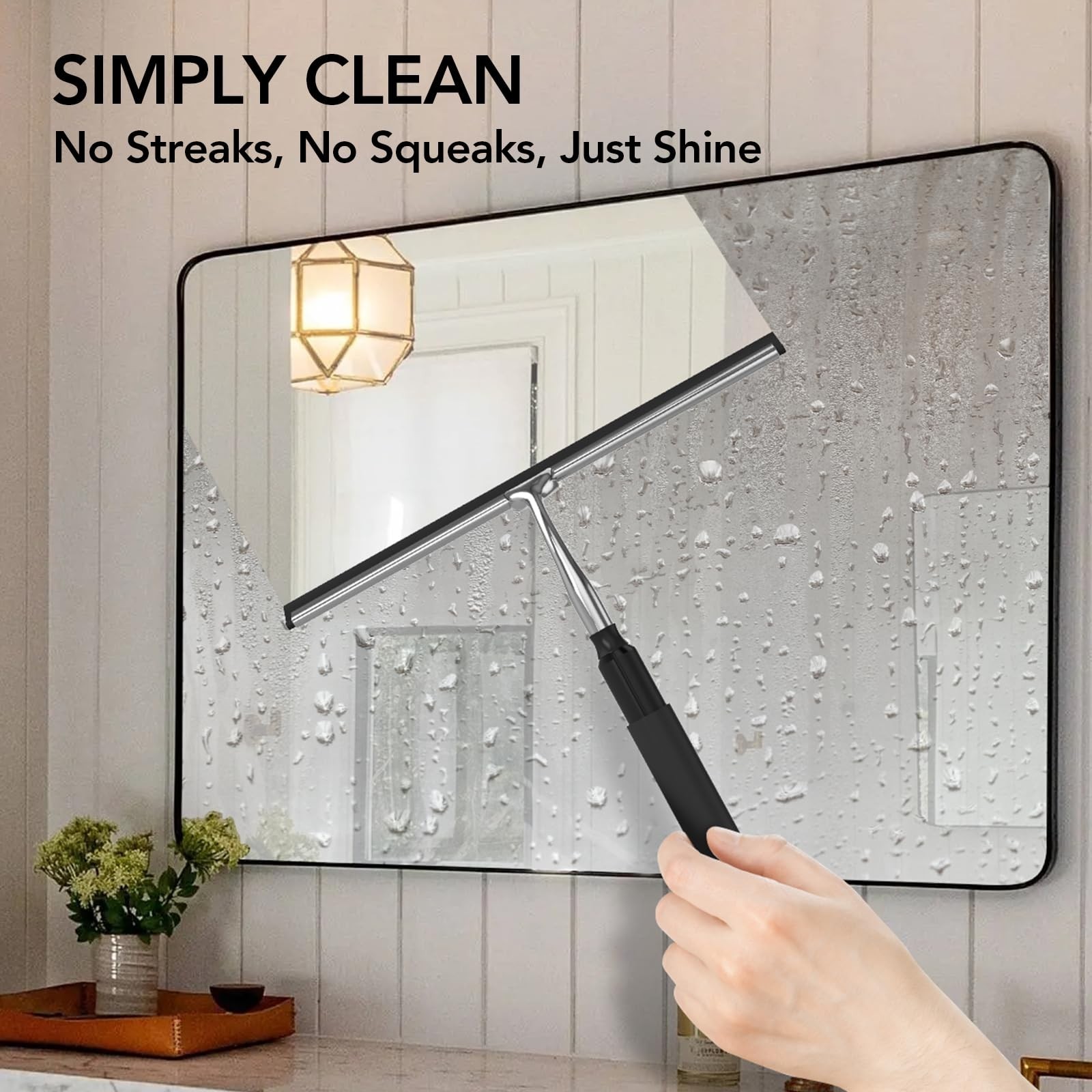 Telescopic Shower Squeegee 15-51″ | Window Cleaner Tool for Glass, Tile, Floors