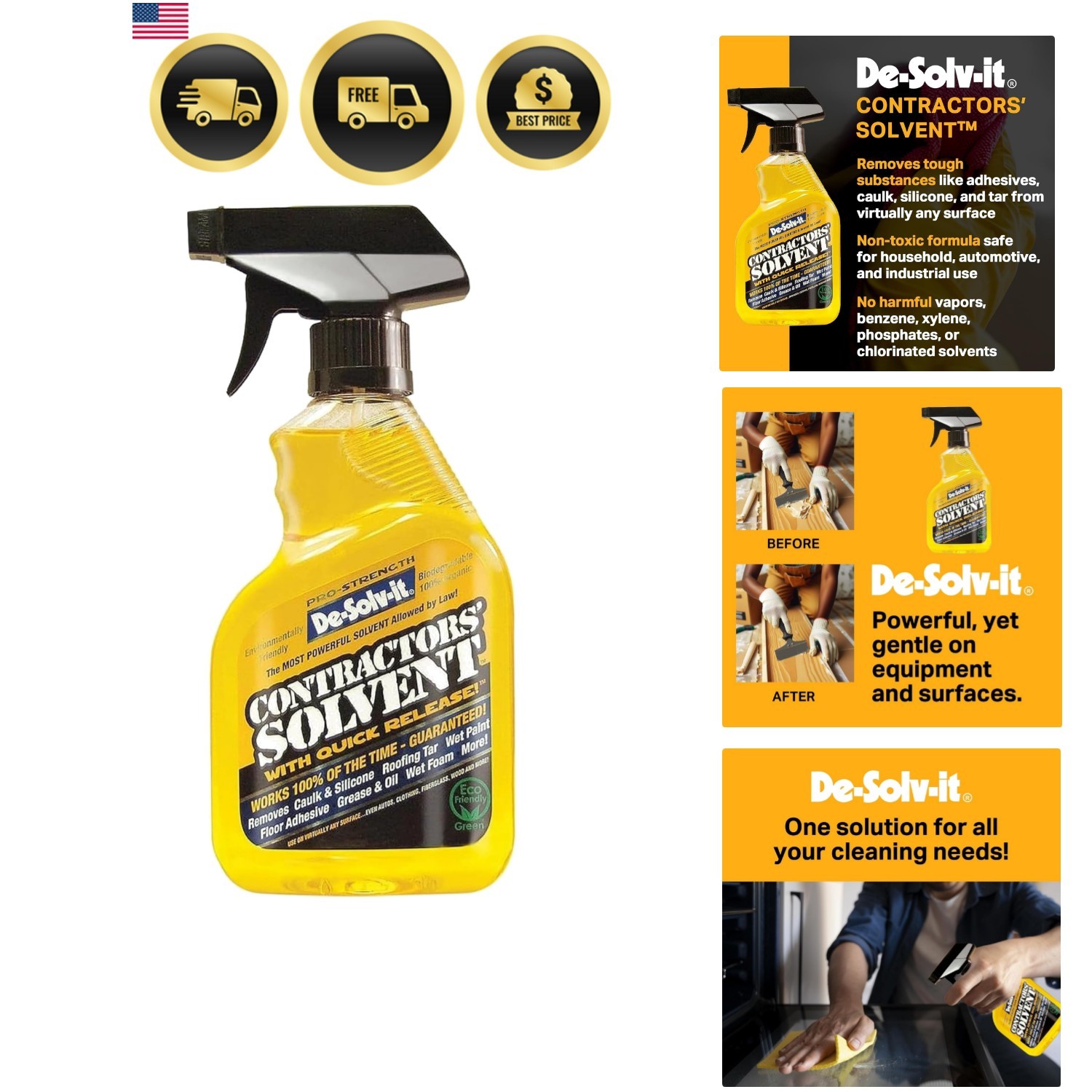 Orange-Sol De-Solv-it Pro Contractors Solvent, Versatile Adhesive Remover Spr…
