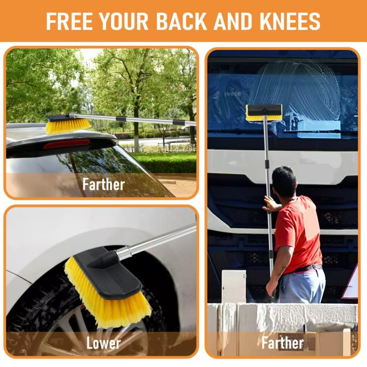 Cepillo para Lavado de Coche de 140 CM para Paneles Solares y Pisos Pro