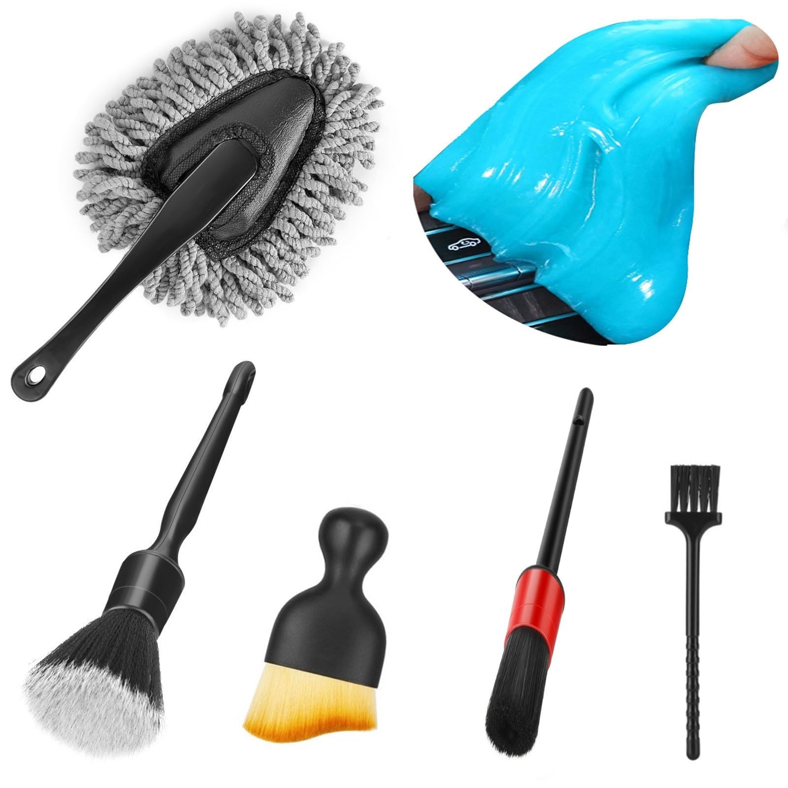Fitosy Car Interior Duster Detail Brush Cleaning Gel Kit Dust Remover Slime