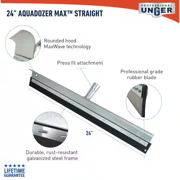 24 Inch Heavy Duty Floor Squeegee Water Removal Garage Concrete Cleaning Tool
