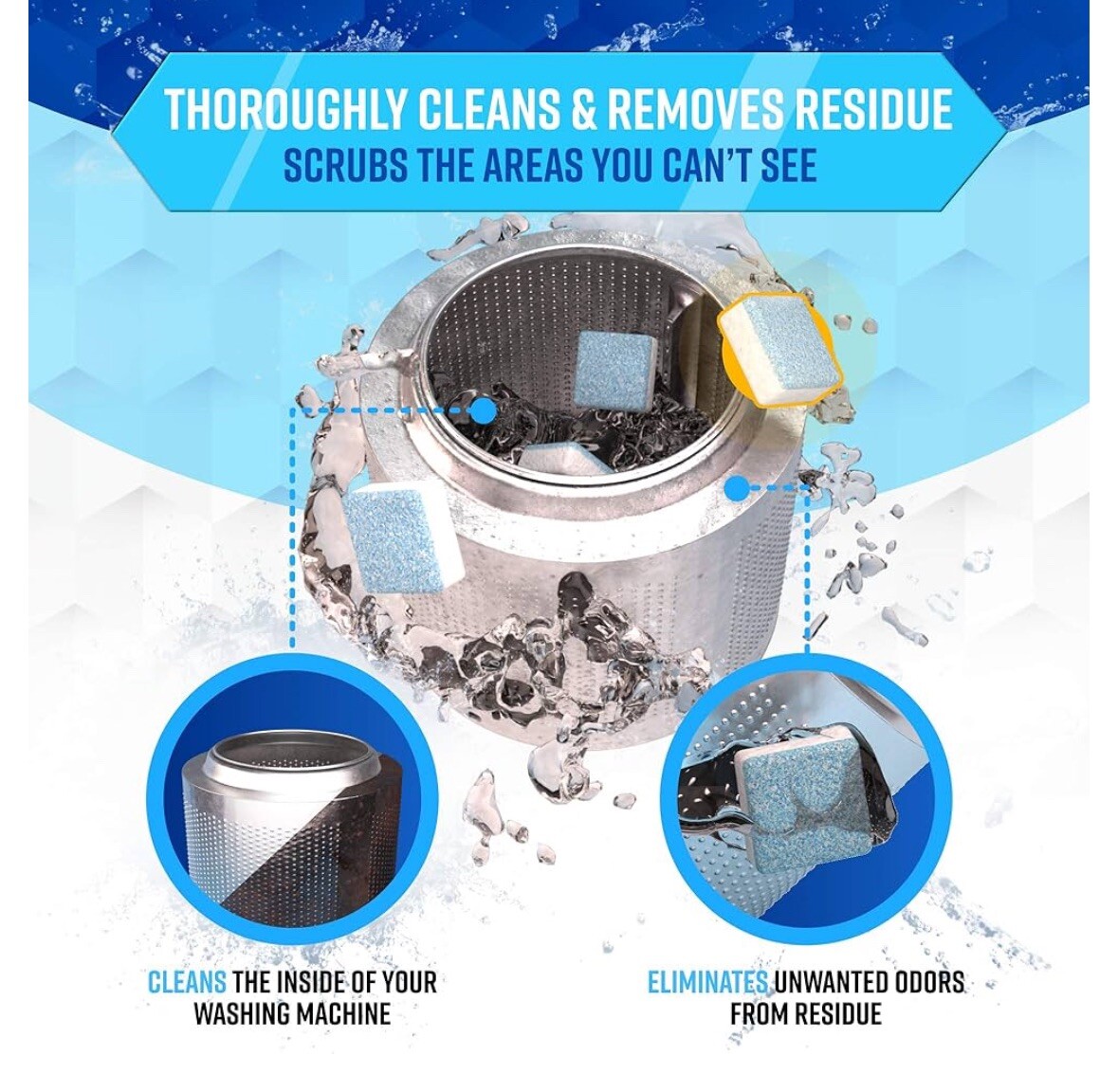 Active Washing Machine Cleaner Descaler – 24 Pack Front Loader & Top Load Washer