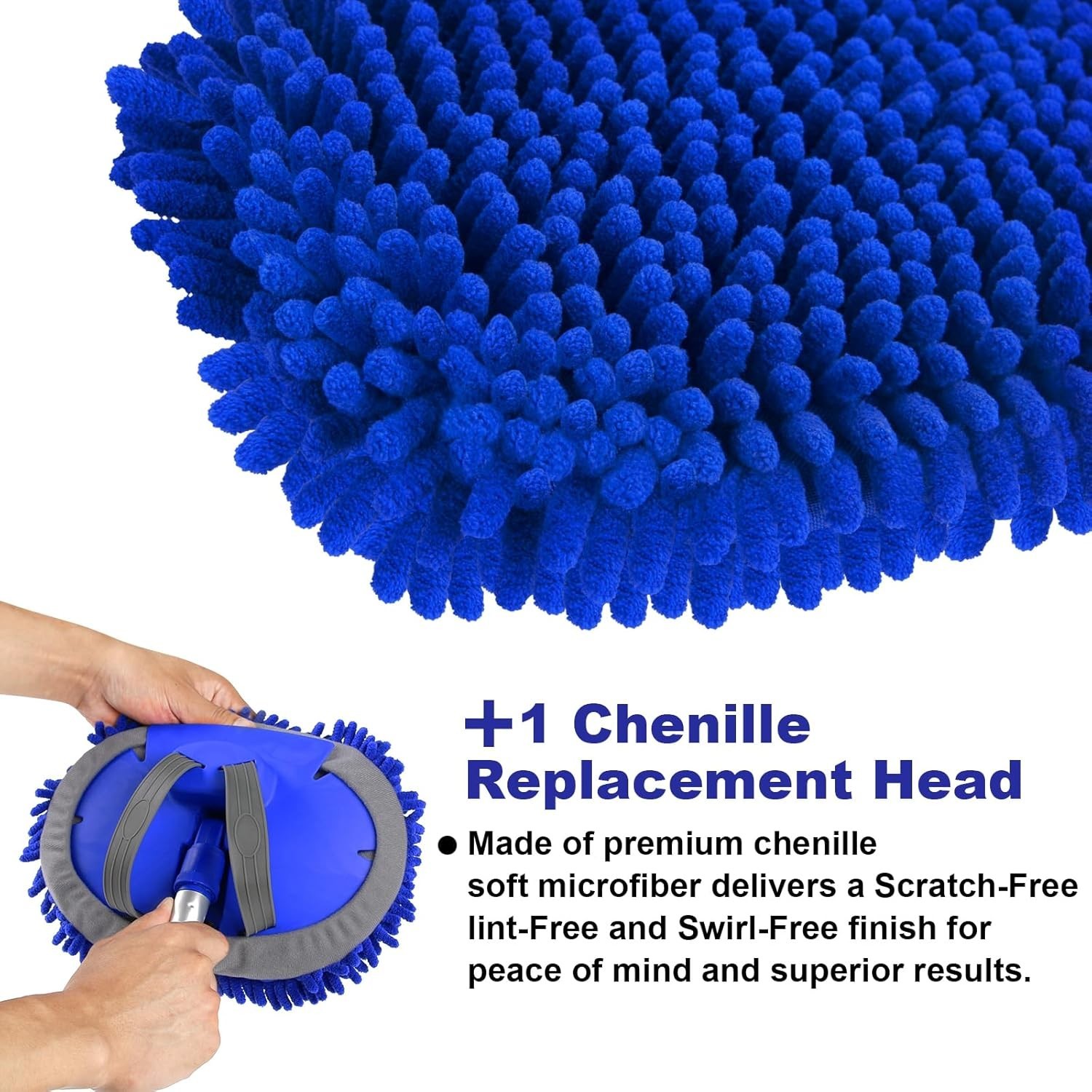 Car Wash Brush with 62″ Long Handle Car Washing Mop Kit Mitt Sponge