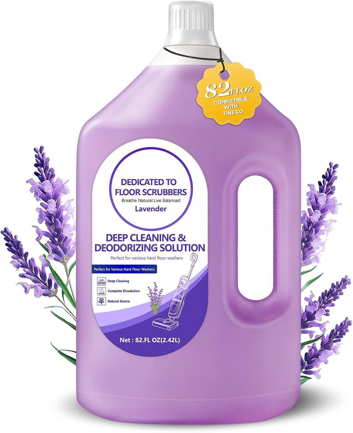 Floor Cleaning Solution Compatible with Tineco – 82 FL OZ Lavender Floor Clea…