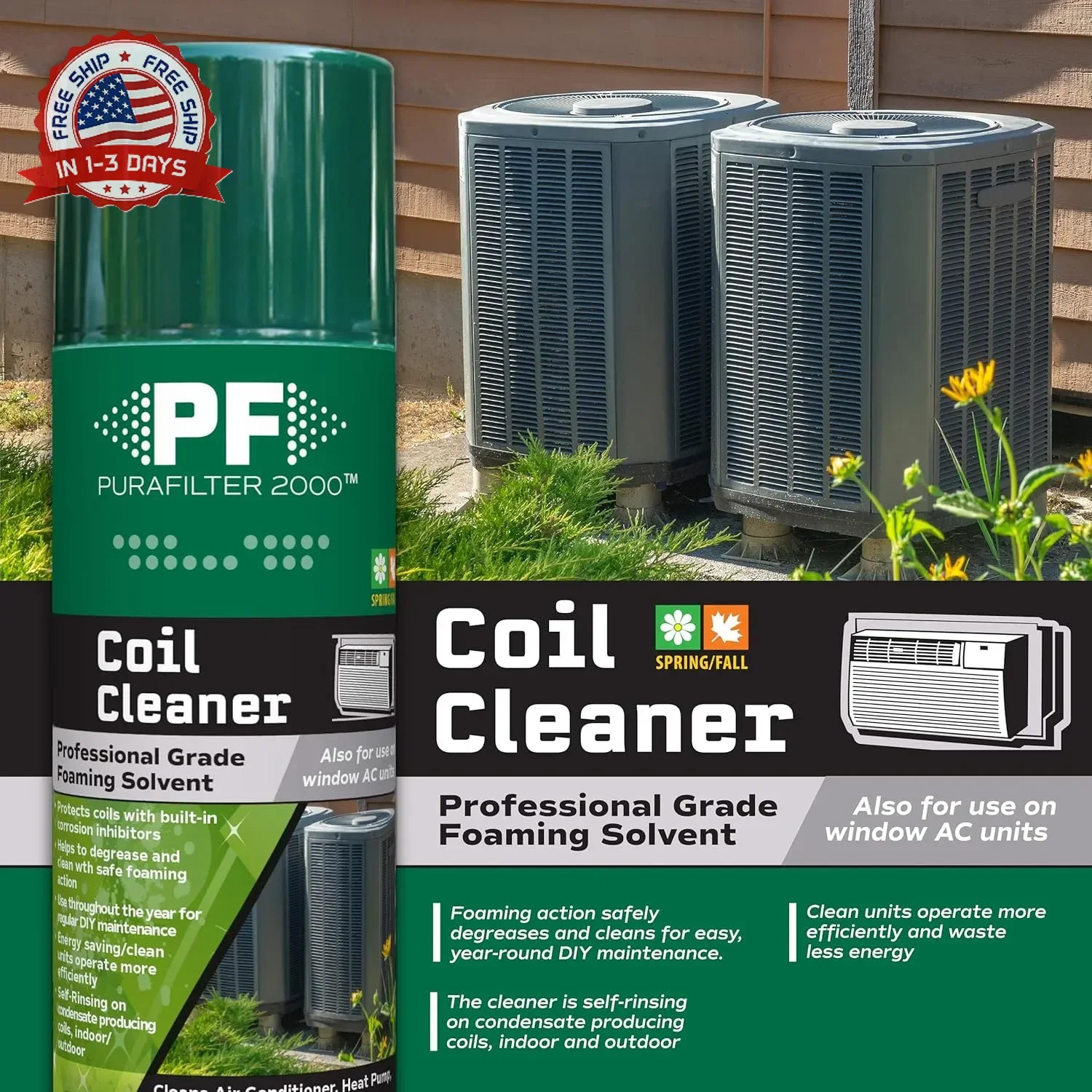 Heavy-Duty Foaming Coil Cleaner for HVAC Condenser Evaporator Systems 16oz for A