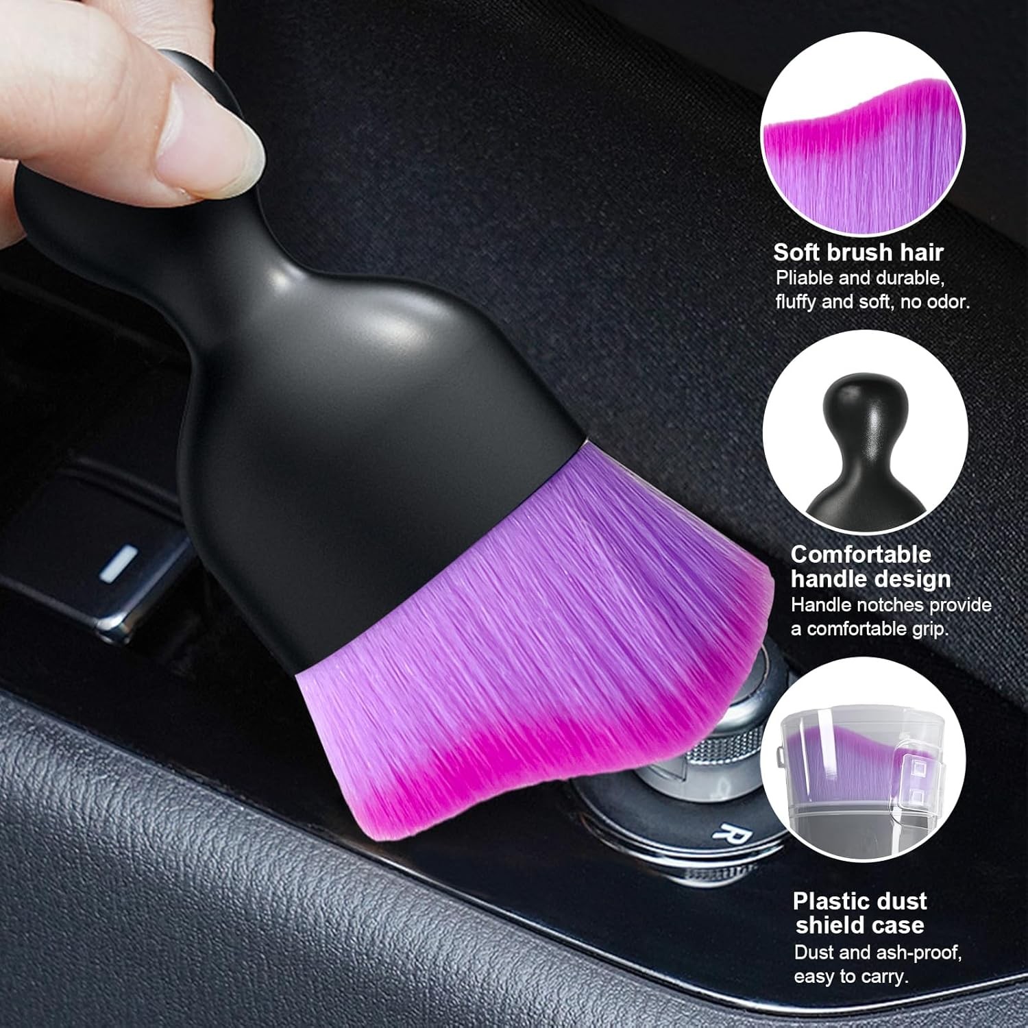 Car Detailing Brush – Curved Soft Bristles, Dust Remover for Dashboard & Vents