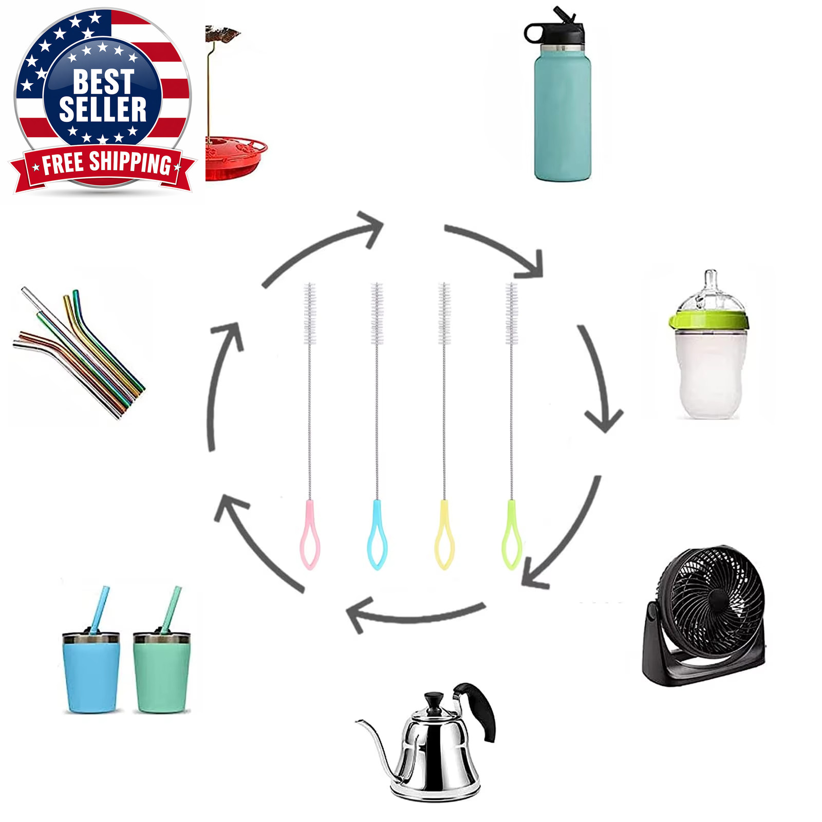 Nylon Stainless Steel Straw Brushes Drinking Straw Cleaning Extra Pipe Straw Cle