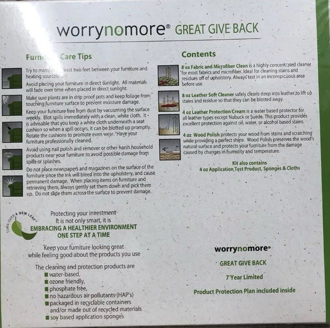 NEW WORRYNOMORE Furniture Cleaning & Protection Kit Microfiber Leather Wood