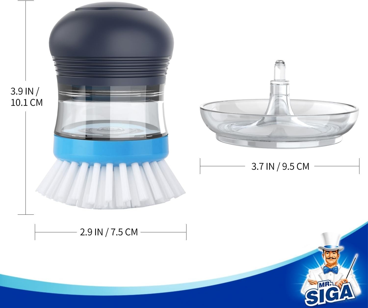 Comfortable Grip Soap Dispensing Palm Brush with Holder for Effortless Scrubbing