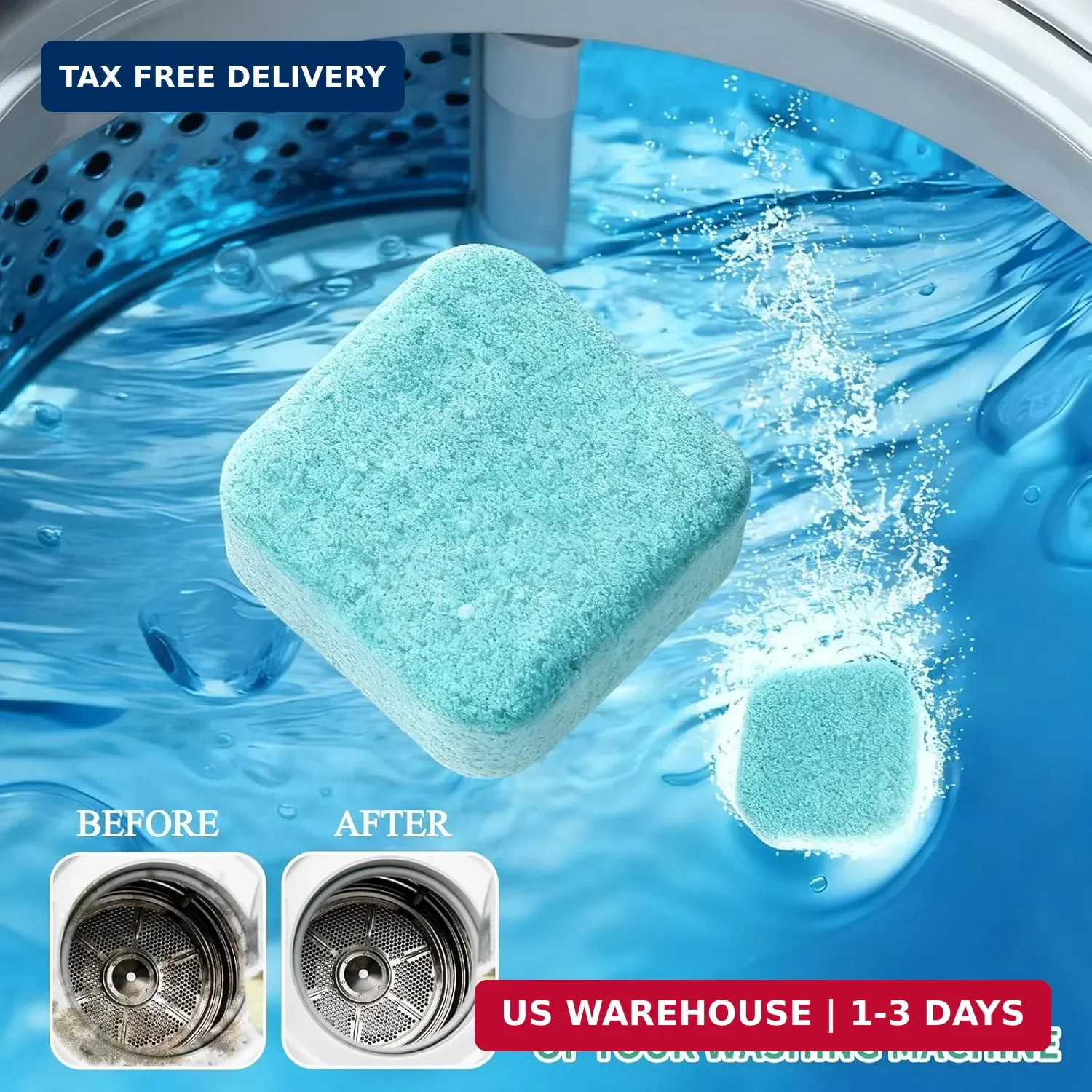 SOPAMI Washing Machine Cleaner Tablets 24-Pack (12 Month Supply) for HE/Top/Fron