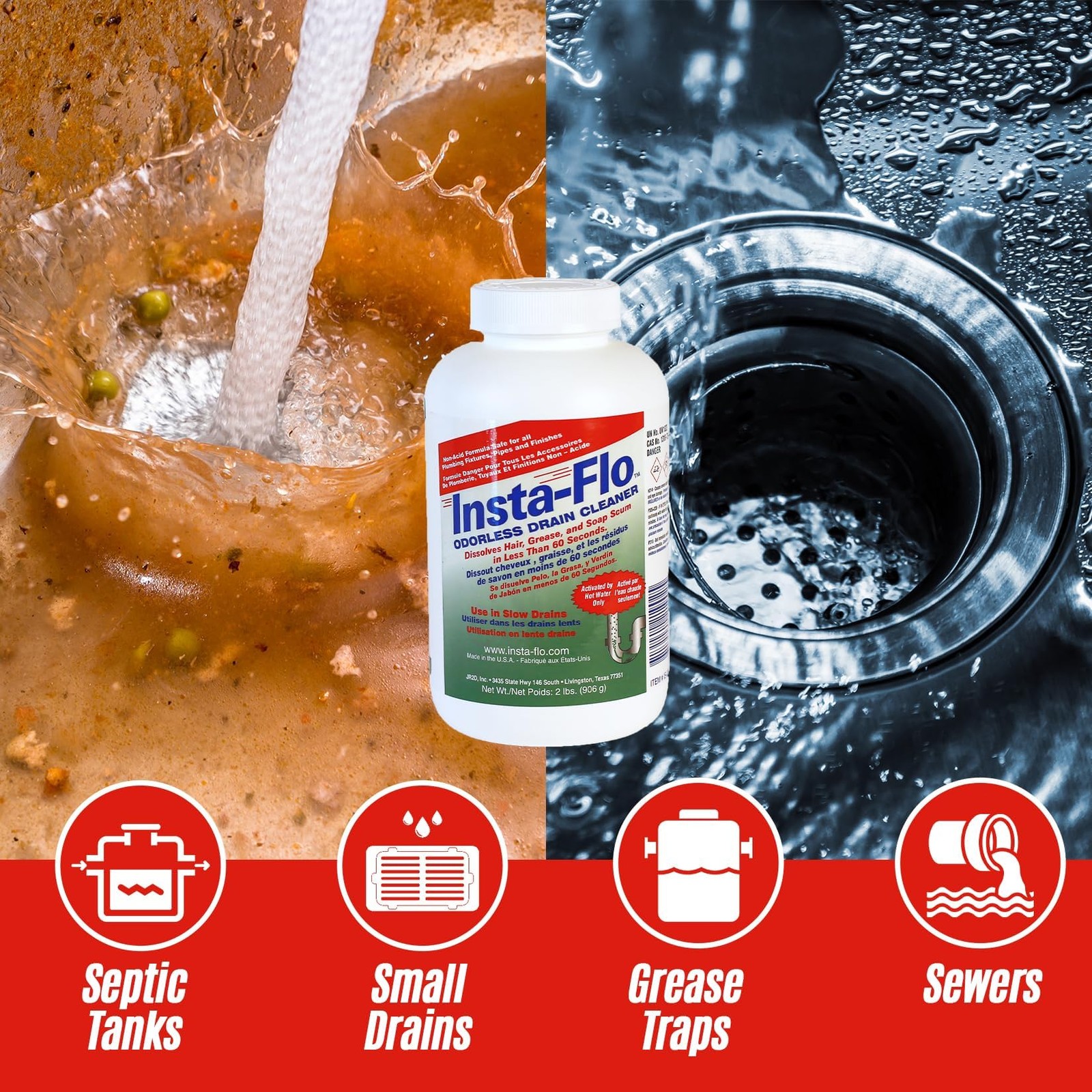 Thrift IS-200 Insta Drain Cleaner 2 LB Fast Acting Professional Strength