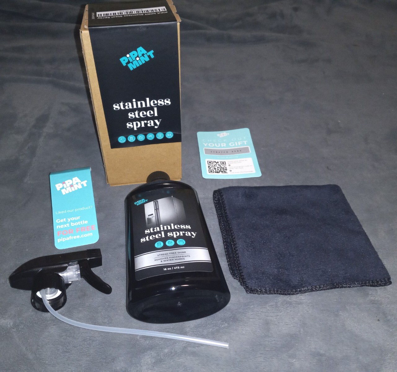 Pipa Mint Stainless Steel Spray Cleaning Kit – 16oz Bottle + Microfiber Towel