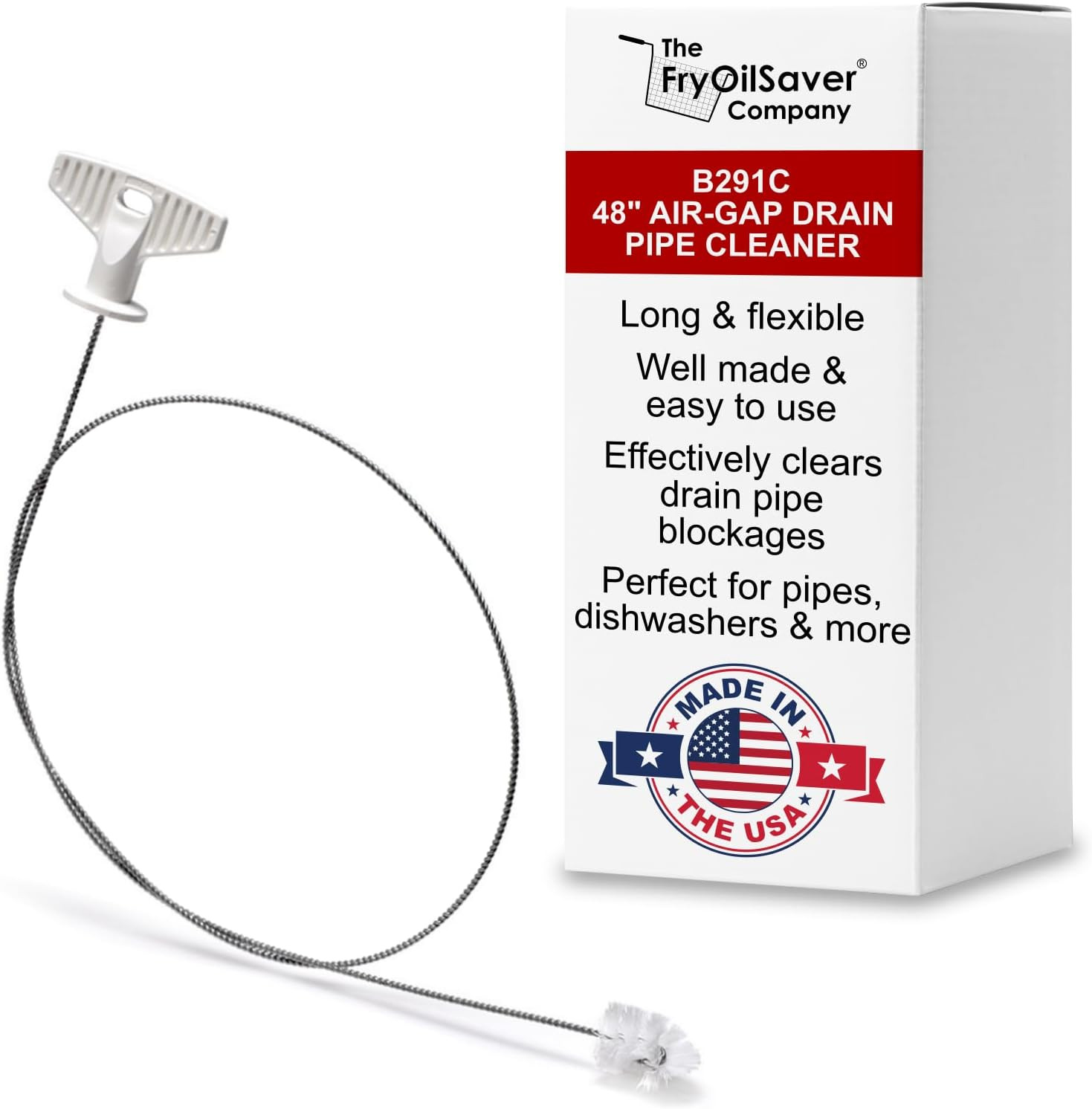 48″ Air-Gap Drain Brush – Flexible Dishwasher and Sink Cleaner Tool for Home and
