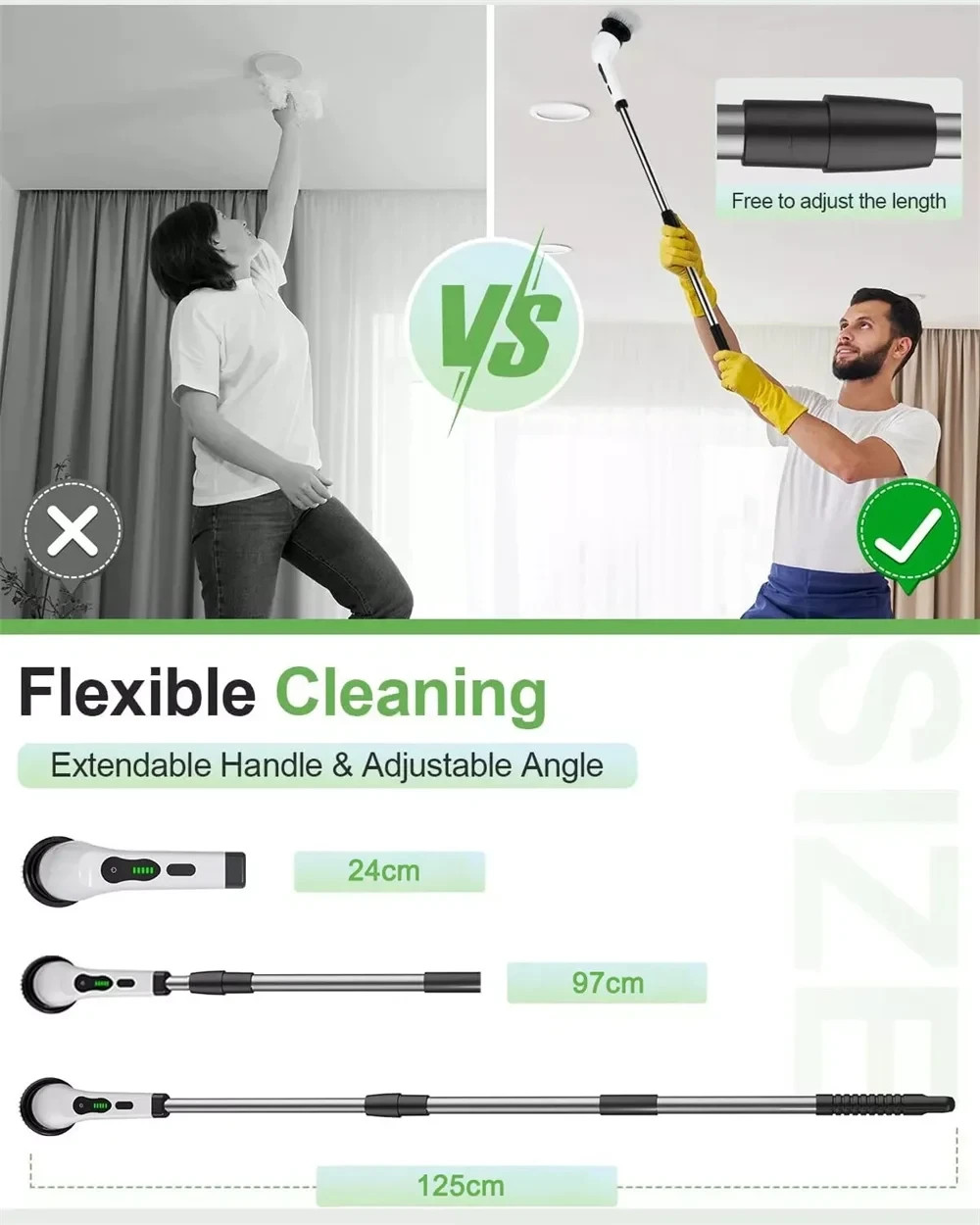 9 in 1 Electric Spin Scrubber Handheld Cleaning Brush Electric Scrubber Power