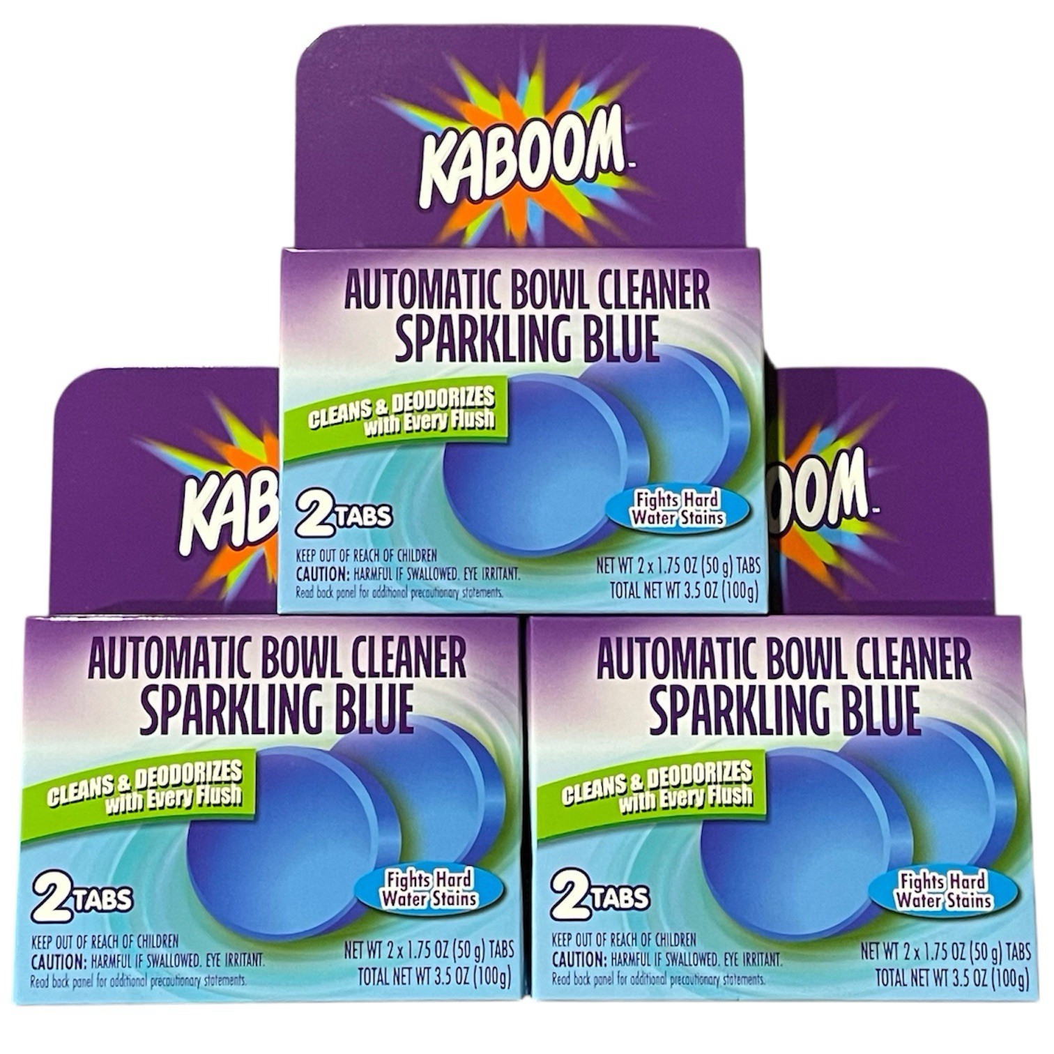 KABOOM Automatic Toilet Bowl Cleaner & Deodorizes Blue 2Tabs/Box New Lot Of 3