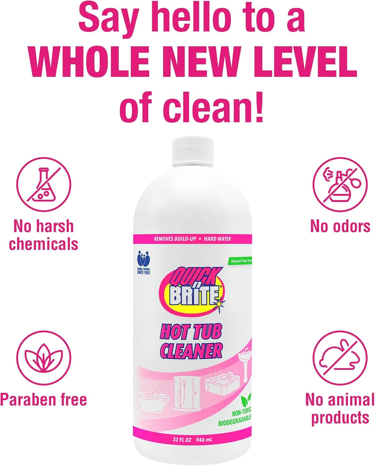 Quick N Brite Heavy Duty Hot Tub Cleaner Kit – Non-abrasive Cleaning Gel with
