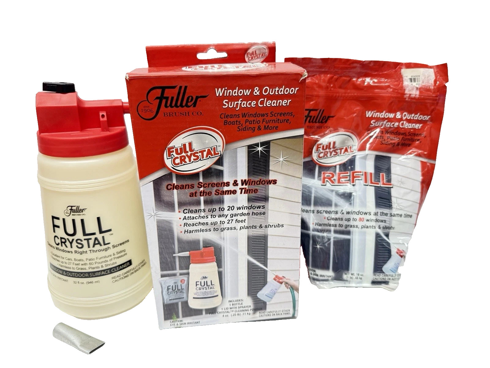 FULLER BRUSH FULL CRYSTAL WINDOW GLASS & SURFACE CLEANER REFILL BAG 16 Oz NEW