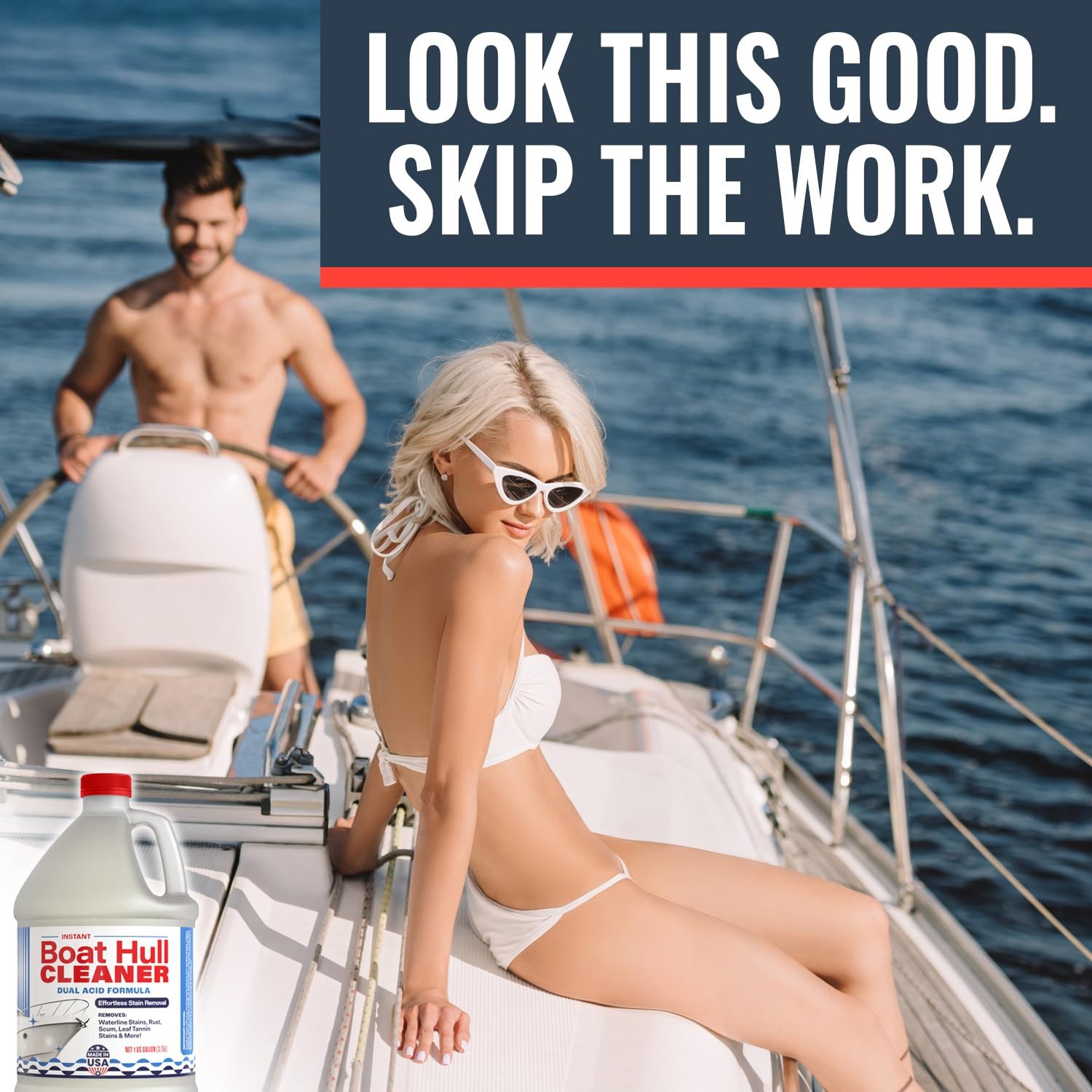 Instant Boat Hull Cleaner – Dual Acid Formula for Scum, Rust, Hard Water Stains