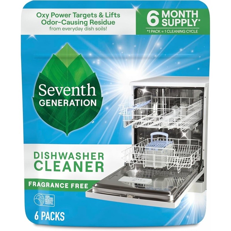 Dishwasher Cleaner Packs Oxy Power Odor Removal Biobased Septic Safe 92% USDA
