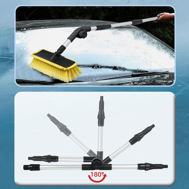 Automotive surface cleaning tool featuring a retractable elastic silicone brush
