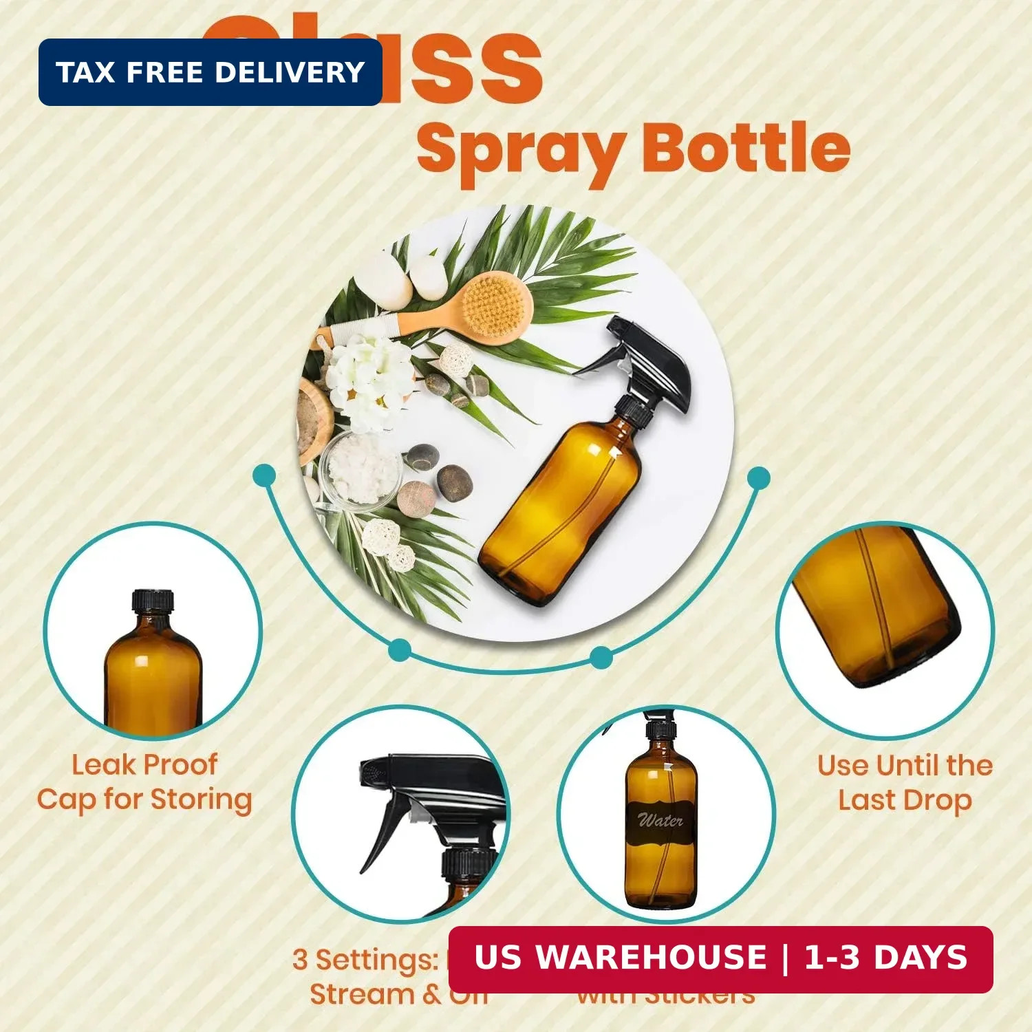Homeries Amber Glass Spray Bottles For Cleaning Solutions (4 Pack) – 16 Ounce, R