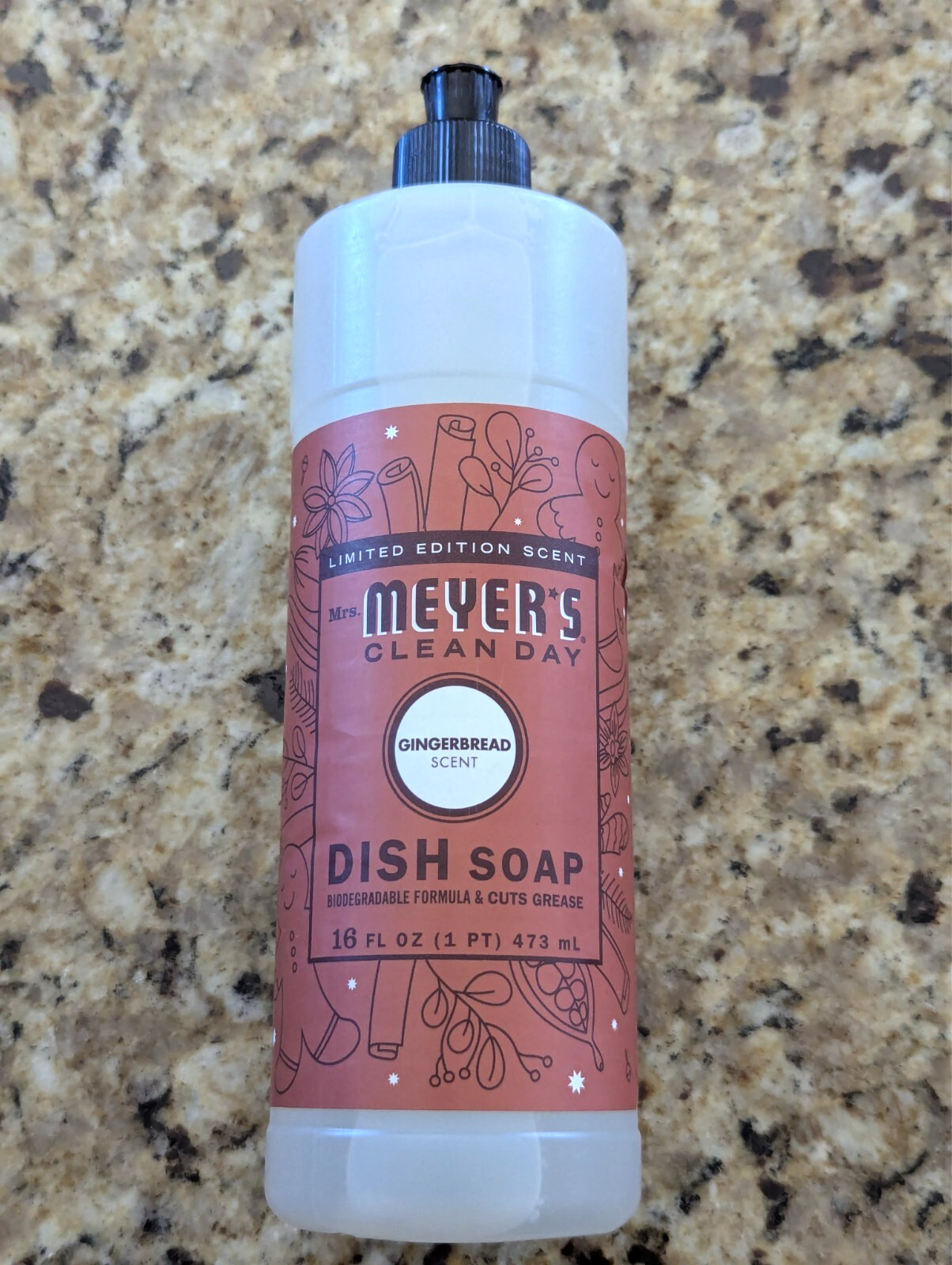 Mrs. Meyer’s Clean Day Dish Soap, Gingerbread Scent, 16 Ounce Bottle
