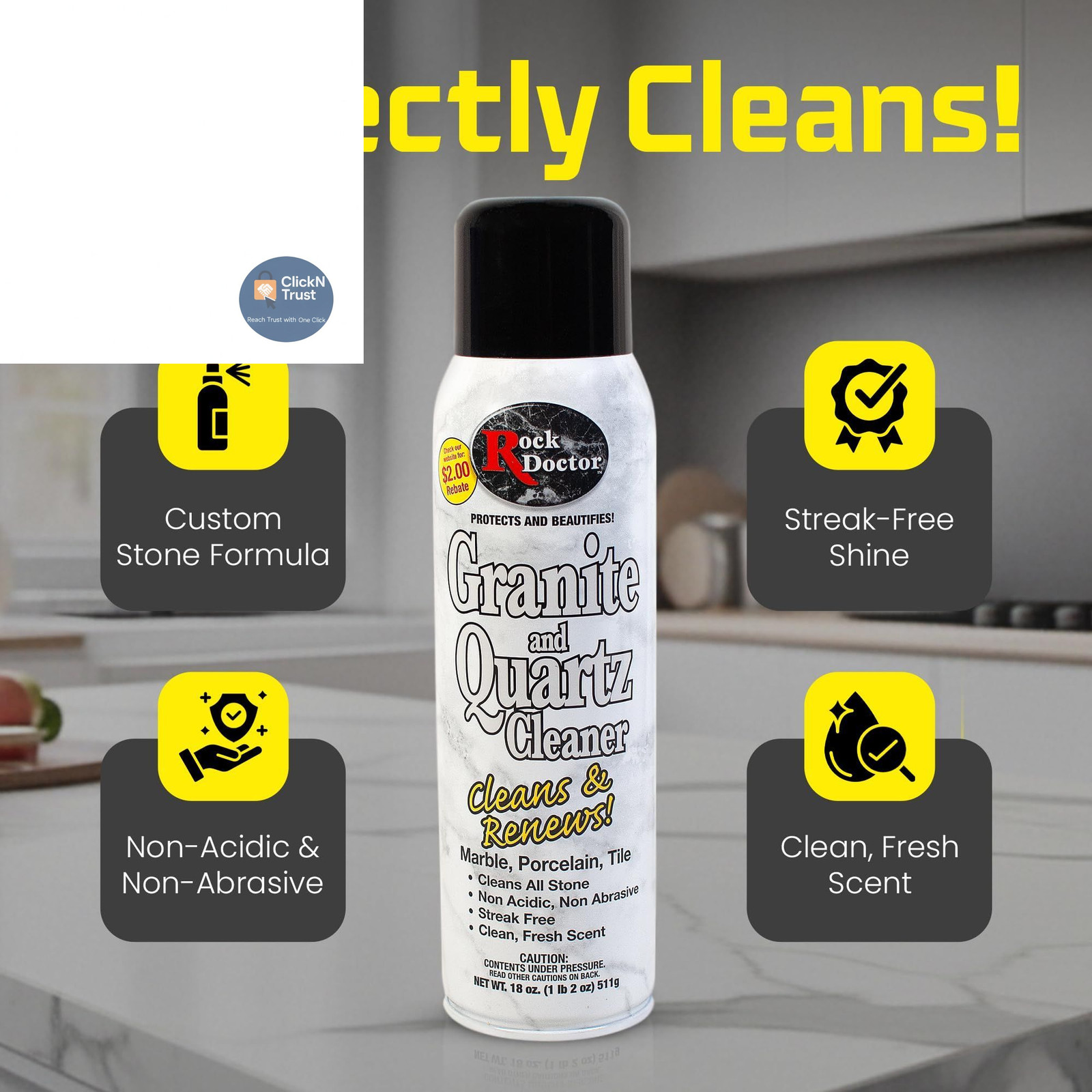 Rock Doctor Granite Cleaner – Cleans& Renews 18 Ounce (Pack of 1),