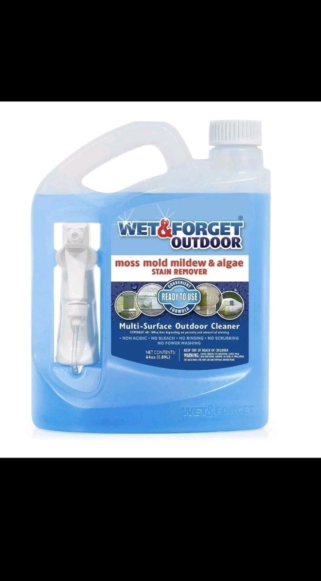 Wet & Forget Moss Mold Mildew Algae Cleaner 64oz Outdoor MultiSurface