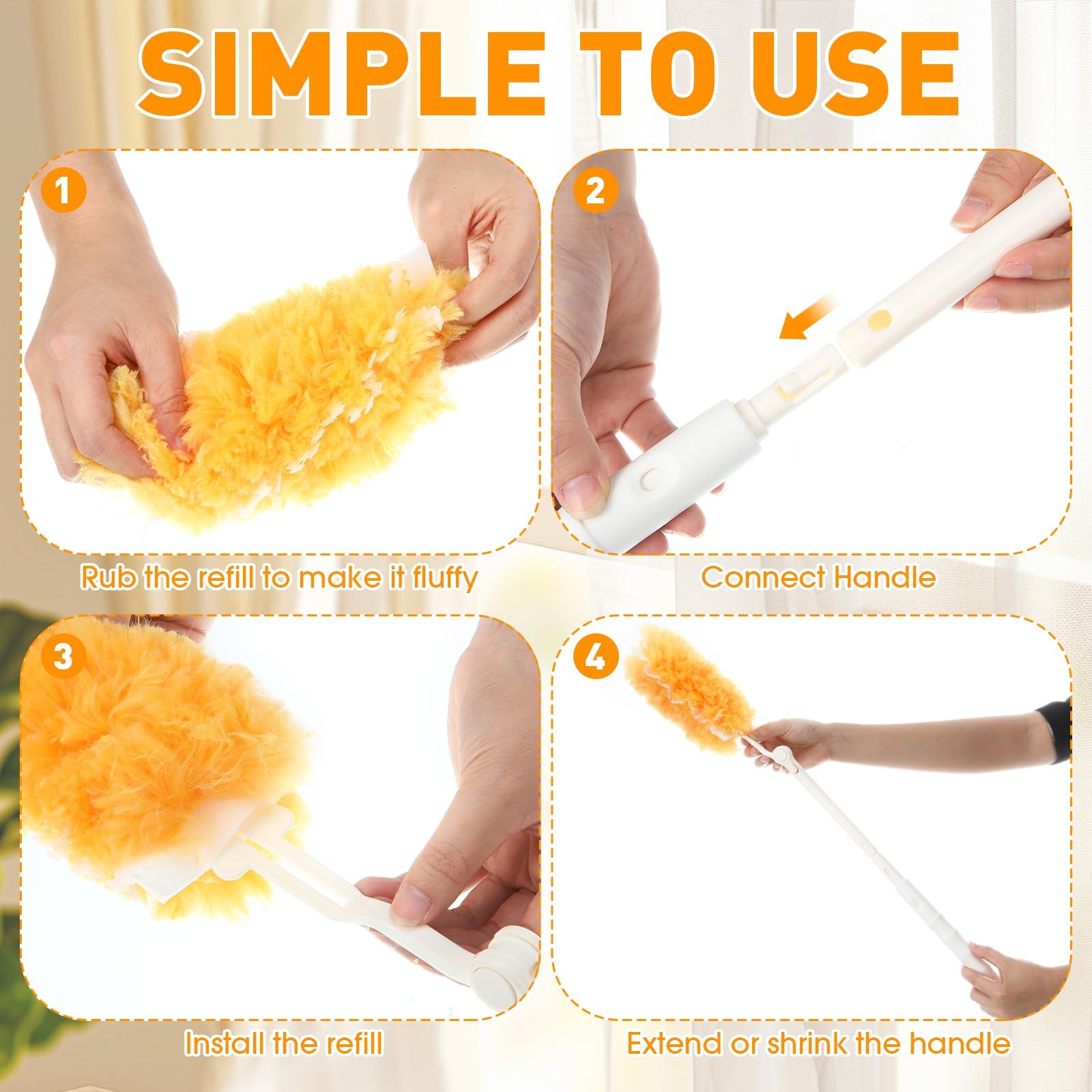 60 Pcs Heavy Duty Duster Refills with 3 ft Retractable Handle 360° Heavy Duty…