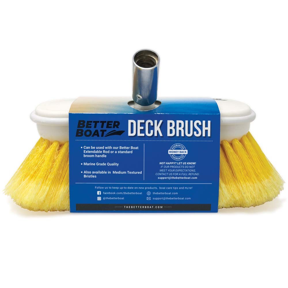 Soft Boat Deck Brush, Heavy-Duty Brush Head, 8″ Bristle with Bumper, 3/4″ Thr…