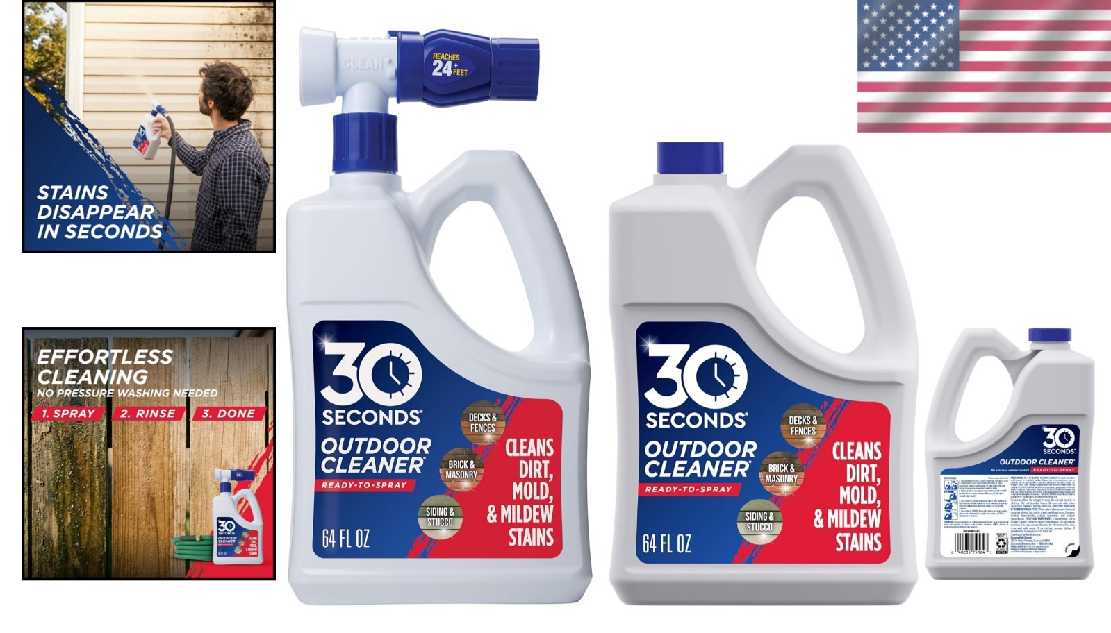 2-Pack Outdoor Cleaner – Effortless Algae, Mold Removal with Hose Sprayer
