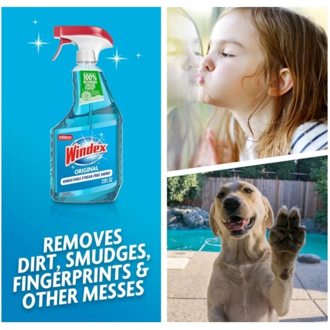 Windex Glass and Window Cleaner Spray Bottle, Original Blue Scent, 23 Fl Oz