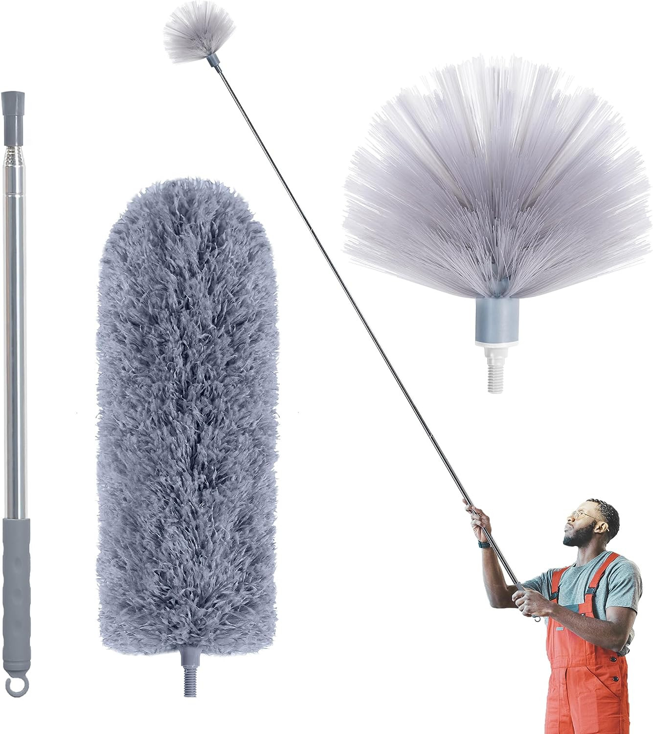 IVYROLL Cobweb Duster with Extension Pole, Spider Web Brush & Ceiling Cleaning K
