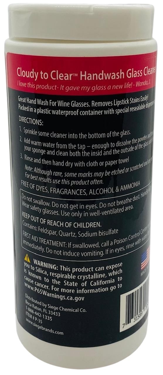 P-35, Siege Handwash Glass Powder Cleaner, 12 oz, Earth Friendly, Made in USA