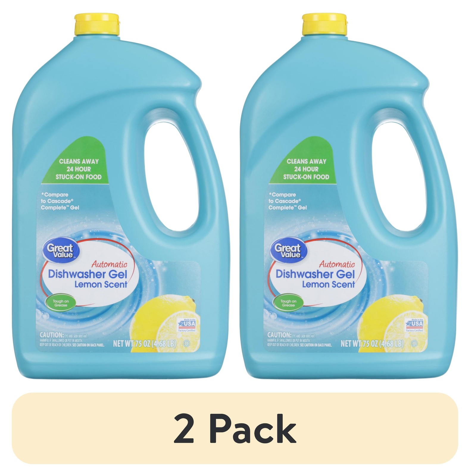 (2 pack) Automatic Dishwasher Gel, Lemon Scent, 75 Ounce, 1 Count Fast delivery