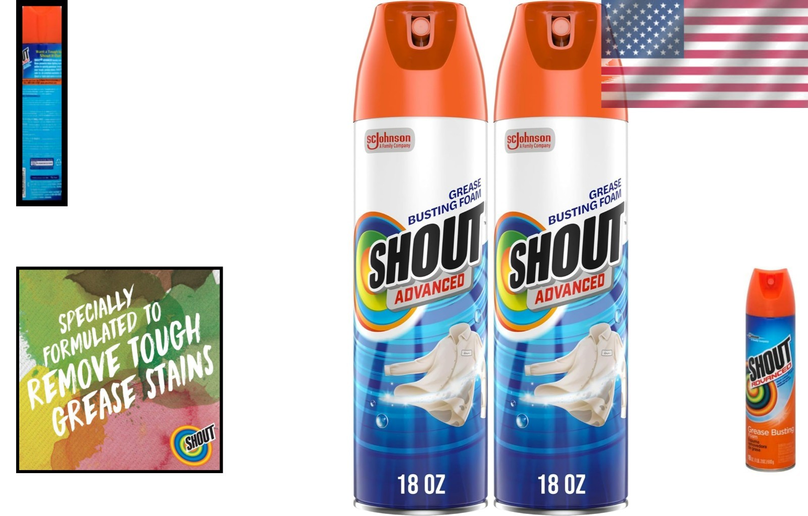 Powerful Shout Foaming Stain Remover | 36 oz Pack of 2 for Stubborn Stains