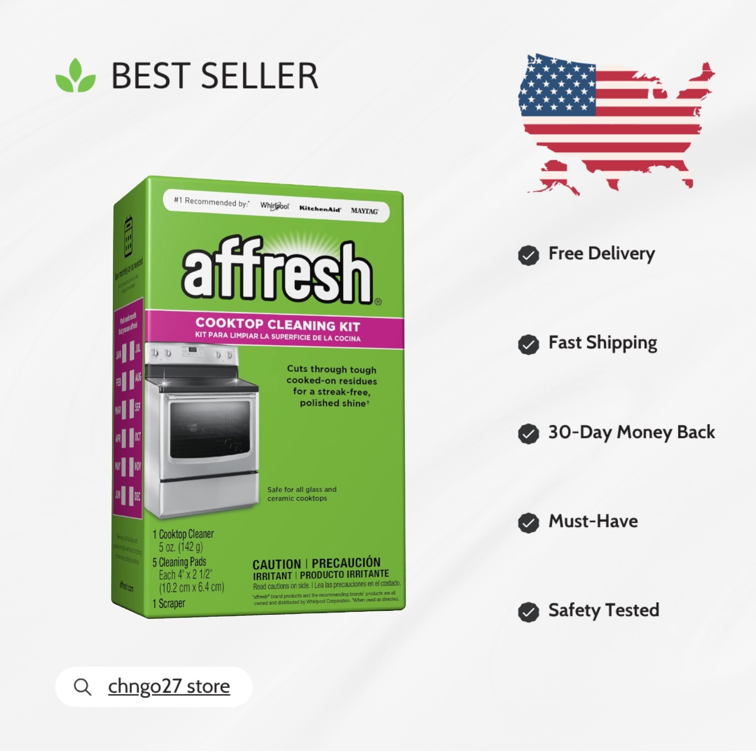 Affresh® Cooktop Cleaning Kit with Cleaner, Pads & Scraper for Streak-Free Shine