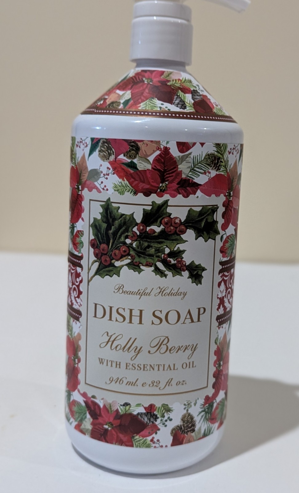 NEW Holly Berry With Essential Oil Dish Soap. 32 oz.