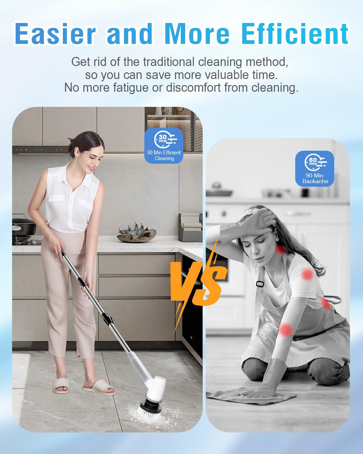 Electric Spin Scrubber Bathroom Scrubber Cordless Shower Scrubber With Adjustabl