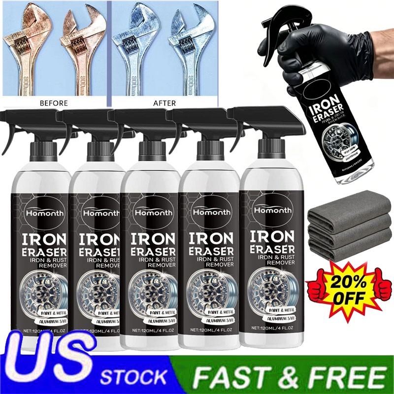 Iron Eraser Rust Remover Spray, Car Wheel Paint Brake Dust Fast Cleaner 120ML US